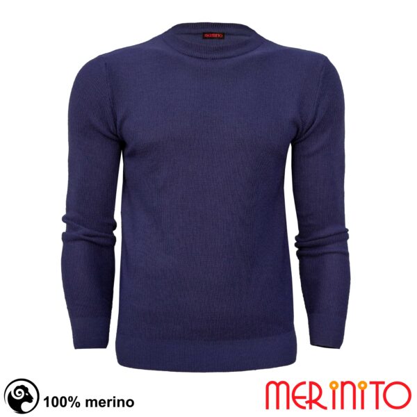 B122_MCR_1 - B122_NCR - Pulover barbati Merinito Rib Crew 100% lana merinos Navy Crew