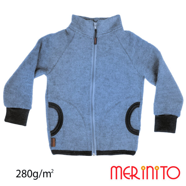 C030_IB - Jacheta copii Merinito Soft Fleece lana merinos Icelandic Blue